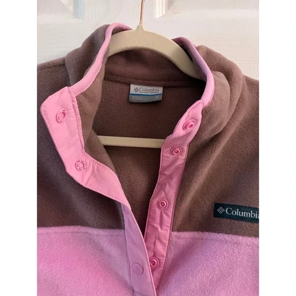 Columbia women's fleece Pink and light brown half snap pullover size Small NWT - Picture 3 of 9
